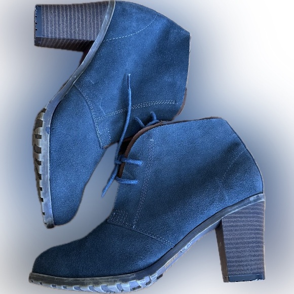 Ruff Hewn Women's Cypress Slate Blue Gray & Brown Suede Tie Up Booties Size 8.5 - Picture 6 of 10